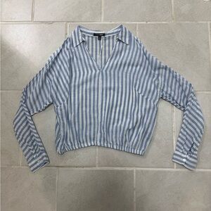 Fashion Nova Light Blue Striped Blouse